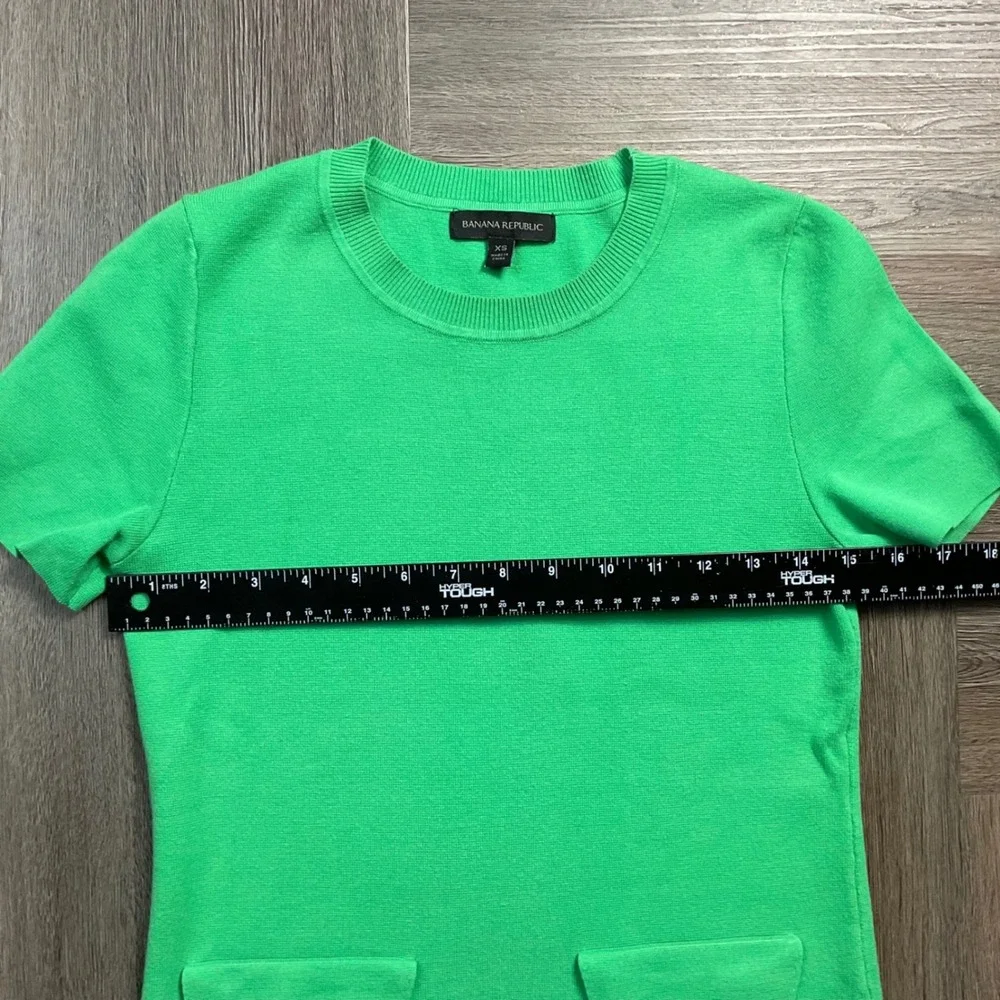 Banana Republic Sweater Womens XS Kelly Green Milano Stitch‎ Short Sleeve Preppy